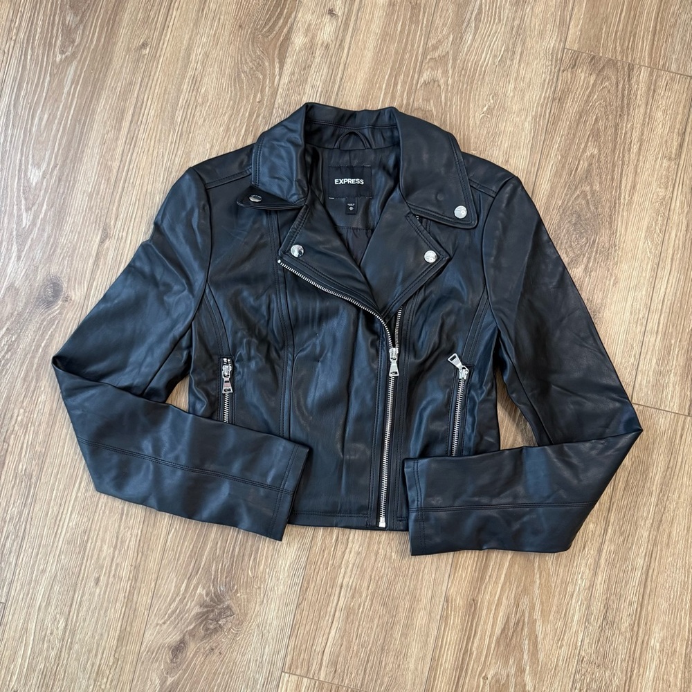 Express Women's Sleek Black Leather Moto Jacket
